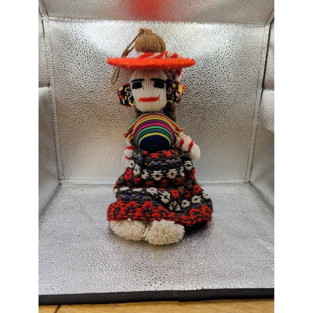 Guatemalan Mexican Folk Art Worry Doll 14 Inches Tall Hand Made Souvenir Vintage